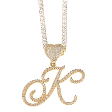 Load image into Gallery viewer, Cursive Heart Initial Necklace