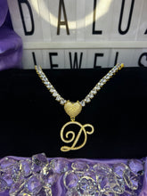 Load image into Gallery viewer, All Hearts Tennis Chain Initial Necklace
