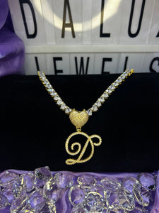 All Hearts Tennis Chain Initial Necklace