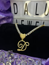 Load image into Gallery viewer, All Hearts Tennis Chain Initial Necklace
