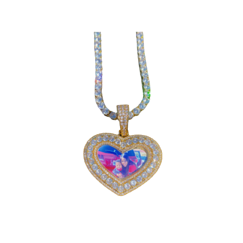 Studded Heart Picture Pendent